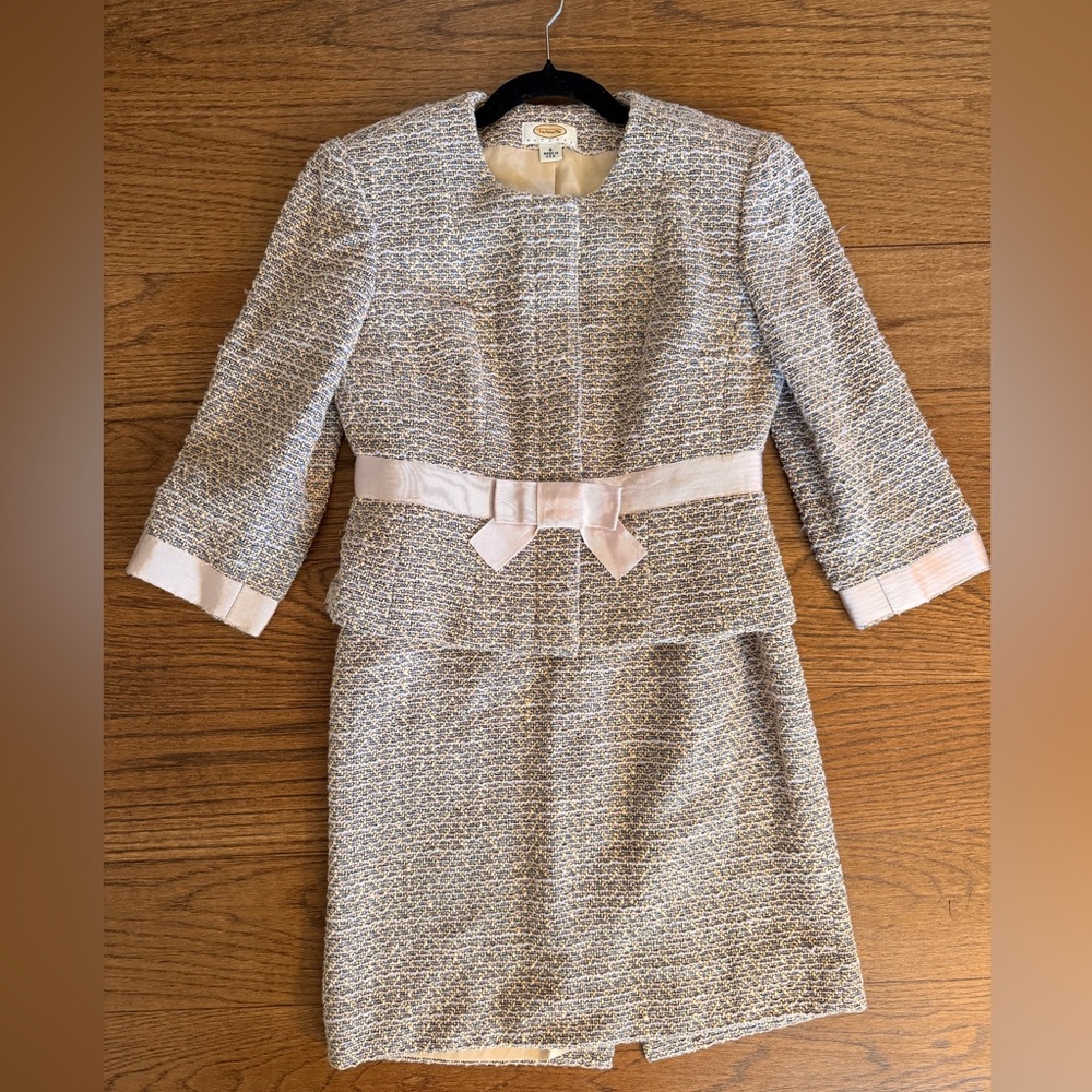 Talbots Tweed Dress Suit in Cream and Black